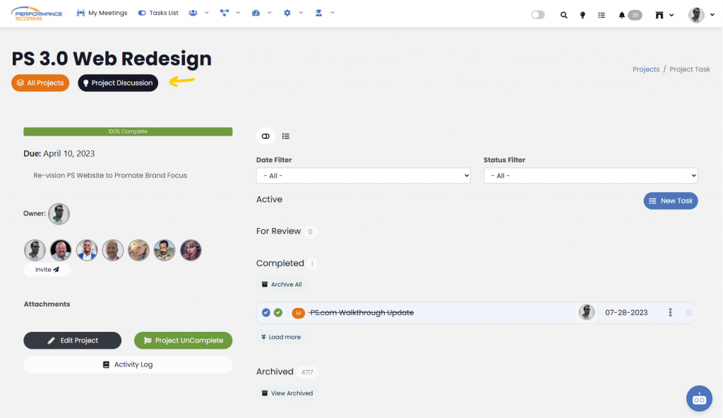 Project Discussion Button
