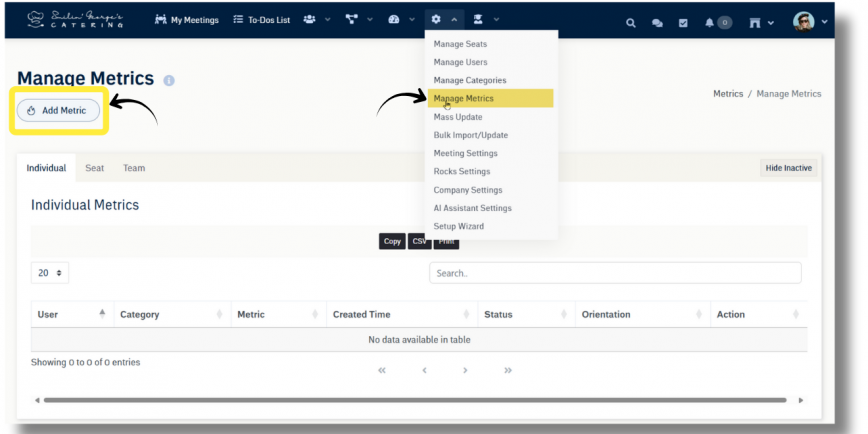 Manage Metrics Managing Metrics (1)