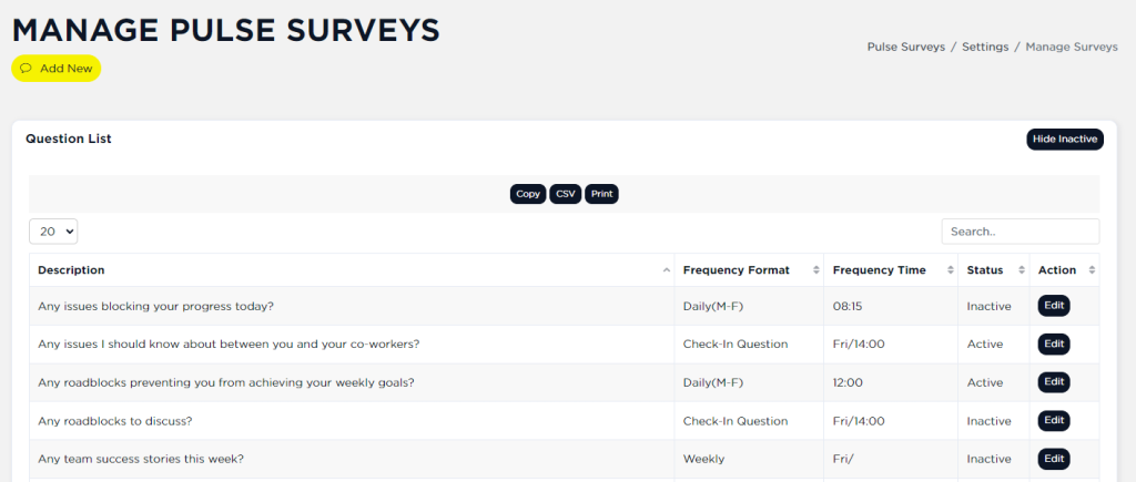 Manage Pulse Surveys