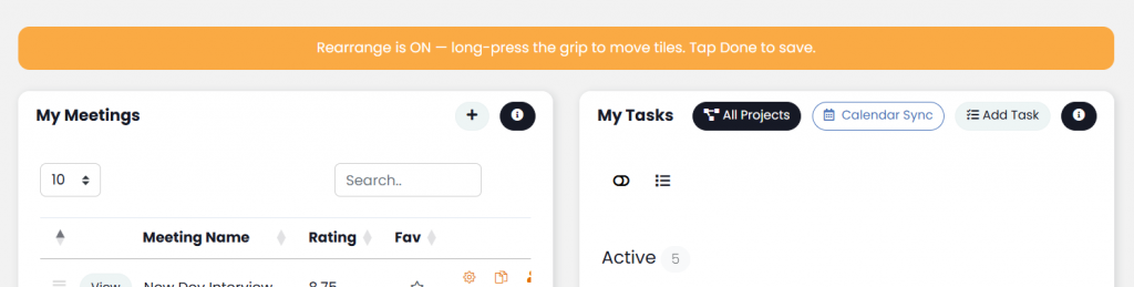 Customize the dashboard tiles.