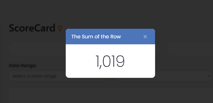 Sum of the scorecard row.